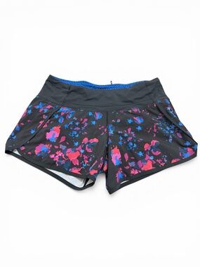 lululemon athletica Black Shorts with Pink and Blue Floral Print
